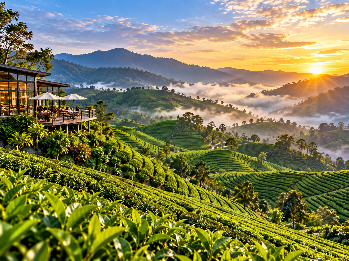 Cameron Highlands — tea plantations rolling green hills